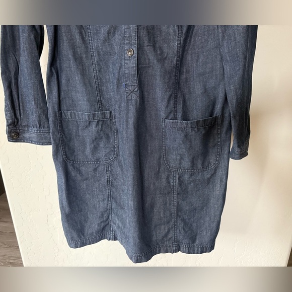 Boden|Denim chambray button down shirt dress with front pockets,long sleeve••• - Picture 4 of 13